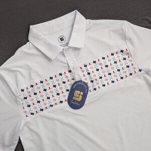 Texas Golf Polo Coby Stevens St Jude’s Logo Performance White Men Small‎ New NWT